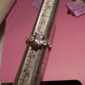 Elegant Gold 14k Plated Synthetic Cubic Zirconia Women's Ring Sz 8